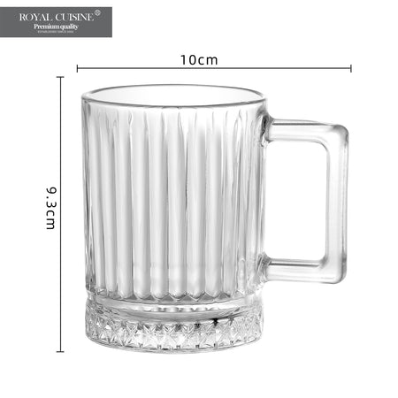 6 Pack Premium Vertical Stripes High Borosilicate Glass Coffee Mugs with Handle