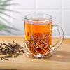 Vintage Crystal-Cut Glass Tea Mug – Elegant Clear Glass Coffee Cup with Handle