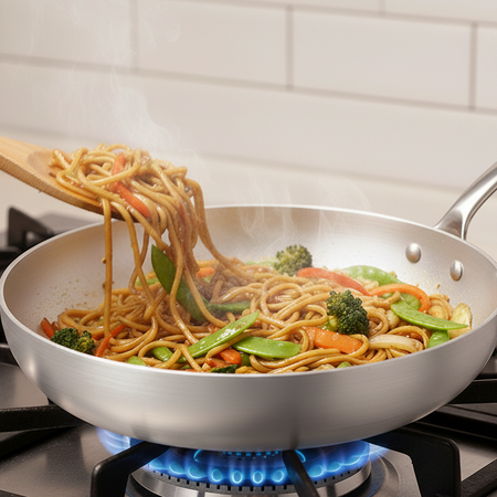 Aluminium Frying Pan with Stainless Steel Handle, Heat Resistant Kitchen Fry Pan