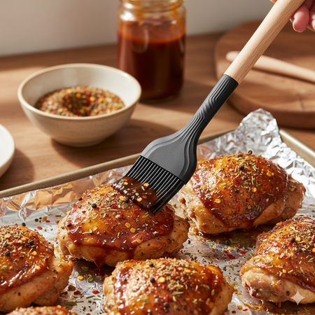 Silicone Nylon Cleaning Brush with Wooden Handle – Durable Kitchen Scrubber