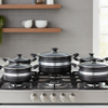 5 Pcs Aluminium Non Stick Cookware Set–Black Casserole Pots with Lids (20-28 cm)