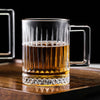 6 Pack Premium Vertical Stripes High Borosilicate Glass Coffee Mugs with Handle