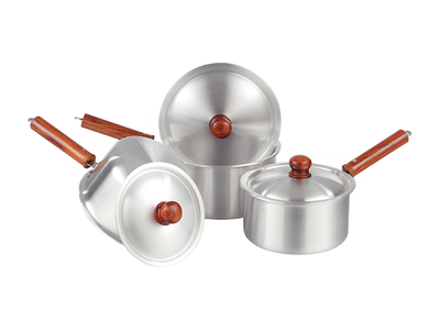 3PCS Aluminum Sauce Pan Set with Lids – Perfect Cooking Pots with Wooden Handle