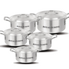 5PCS Aluminium Casserole Set with Lids 18cm–28cm | Durable Cookware Pots Kitchen