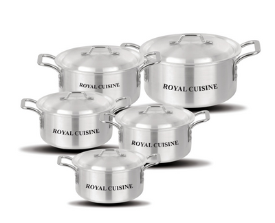 5PCS Aluminium Casserole Set with Lids 18cm–28cm | Durable Cookware Pots Kitchen