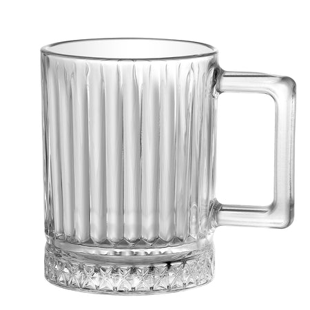 6 Pack Premium Vertical Stripes High Borosilicate Glass Coffee Mugs with Handle