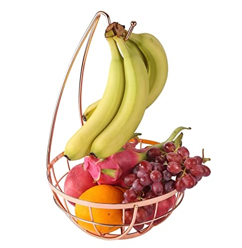 Royal Cuisine Fruit Basket with Banana Hanger/Hook Chrome Wire Modern/