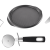 Royal Cuisine Set of 4 Silicone Coated Tools Including Carbon Steel Non-Stick Pizza Pan Pizza Cutter Wheel Pizza Pie Server Cheese Grater