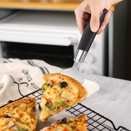 Royal Cuisine Set of 4 Silicone Coated Tools Including Carbon Steel Non-Stick Pizza Pan Pizza Cutter Wheel Pizza Pie Server Cheese Grater