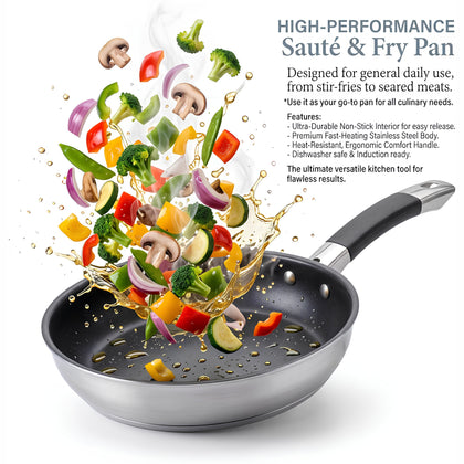 20cm Stainless Steel Egg Poacher Pan with Lid – 4 Non Stick Cups