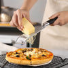 Royal Cuisine Set of 4 Silicone Coated Tools Including Carbon Steel Non-Stick Pizza Pan Pizza Cutter Wheel Pizza Pie Server Cheese Grater