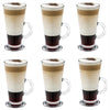 Royal Cuisine Glass Coffee Cups Set of 6, 270ml Latte Glasses