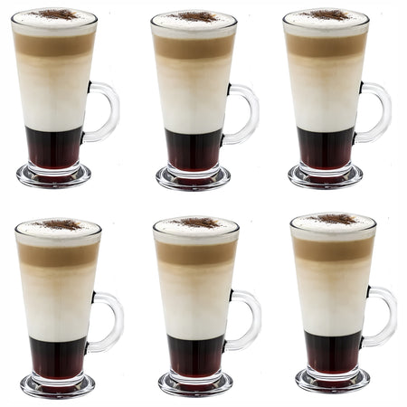 Royal Cuisine Glass Coffee Cups Set of 6, 270ml Latte Glasses
