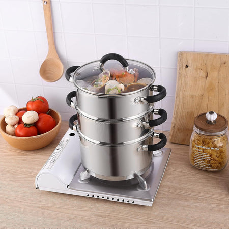 3 Tier Steamer 22cm – Stainless Steel Steamer Pan