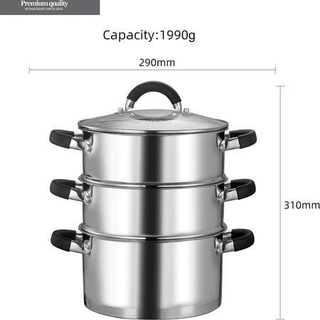 3 Tier Steamer 22cm – Stainless Steel Steamer Pan