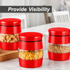 Royal Cuisine Tea Coffee Sugar Canisters – 3 Piece Glass Storage Jars, Red