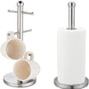 Stainless Steel Kitchen Roll Holder & 6-Hook Mug Tree Set
