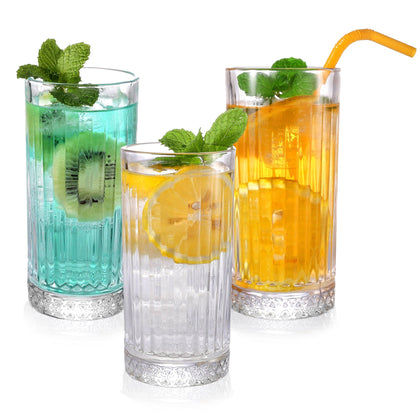 6x Crystal Melodia Tall Highball Juice Drinking Glasses Long Water Glass Premium