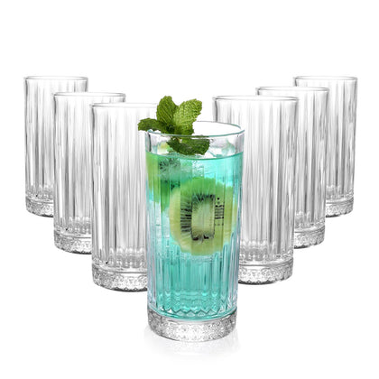 6x Crystal Melodia Tall Highball Juice Drinking Glasses Long Water Glass Premium