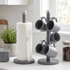 Stainless Steel Kitchen Roll Holder & 6-Hook Mug Tree Set