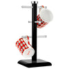 Royal Cuisine Black Mug Tree & Kitchen Roll Holder – 6 Cup Stand