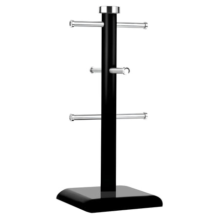 Royal Cuisine Black Mug Tree & Kitchen Roll Holder – 6 Cup Stand