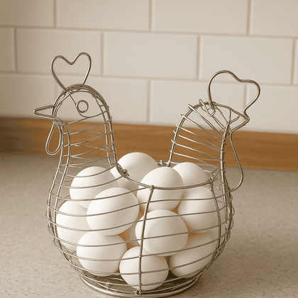 Metal Hen Egg Basket Wire Chicken Egg Holder Farmhouse Kitchen Decor for Dining