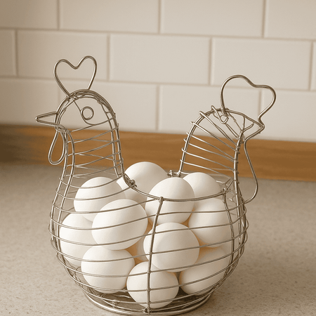 Metal Hen Egg Basket Wire Chicken Egg Holder Farmhouse Kitchen Decor for Dining