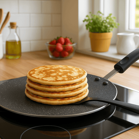 Non-Stick Tawa Pan for Roti, Dosa, Pancakes | Flat Griddle Cookware with Handle