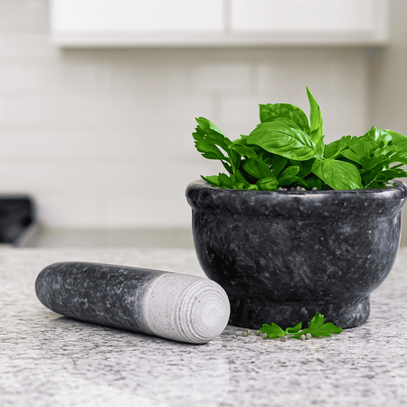 Marble Mortar and Pestle Set– Spice & Herb Crusher, Grinder, Smasher| Heavy Duty
