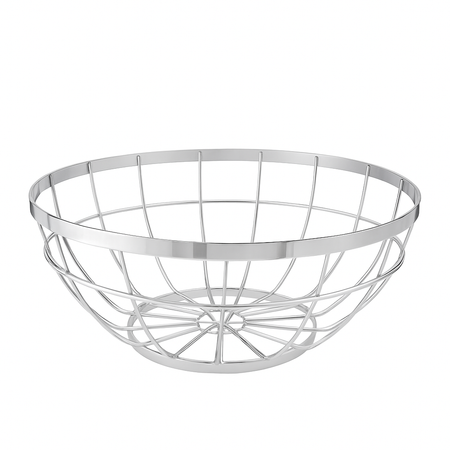 Chrome Wire Fruit Basket Bowl – Round, Modern & Elegant Vegetable Holder Stand
