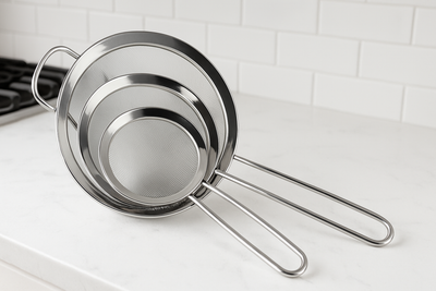 3pcs Stainless Steel Tea Strainer Set – 8cm / 14cm / 20cm Fine Mesh Sieve Filter