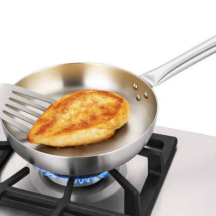 Aluminium Frying Pan with Stainless Steel Handle, Heat Resistant Kitchen Fry Pan