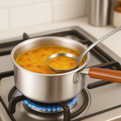 3PCS Aluminum Sauce Pan Set with Lids – Perfect Cooking Pots with Wooden Handle