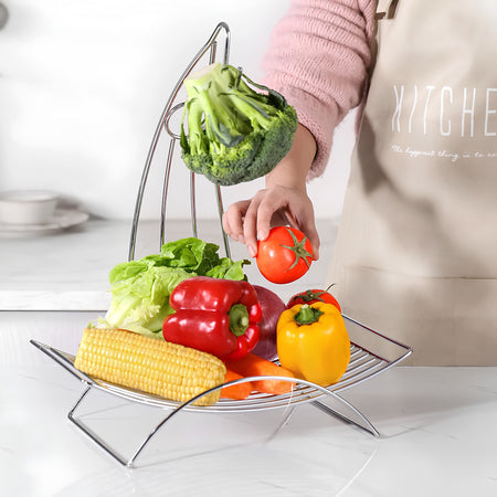 Royal Cuisine Chrome Wire Fruit Basket with Banana Hanger