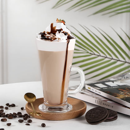 Latte Glasses Set of 4, 270ml Glass Coffee Cups