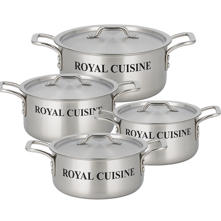 8PCS Aluminium Fish Pot Set 24cm–30cm, Non-Stick Cooking Pots with Lids, Durable