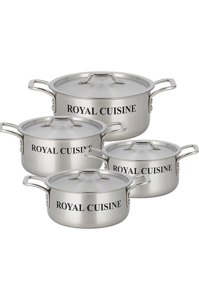 8PCS Aluminium Fish Pot Set 24cm–30cm, Non-Stick Cooking Pots with Lids, Durable