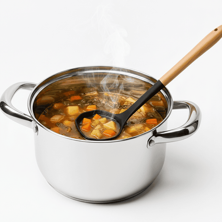 Silicone Nylon Ladle with Wooden Handle – Heat Resistant, Non-Stick Safe Ladle