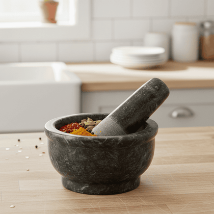 Marble Mortar and Pestle Set– Spice & Herb Crusher, Grinder, Smasher| Heavy Duty