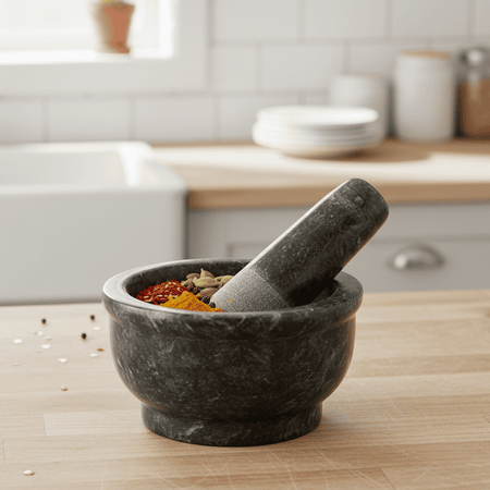 Marble Mortar and Pestle Set– Spice & Herb Crusher, Grinder, Smasher| Heavy Duty