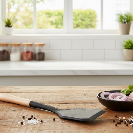 Silicone Nylon Solid Spatula with Wooden Handle – Heat Resistant Kitchen Turner