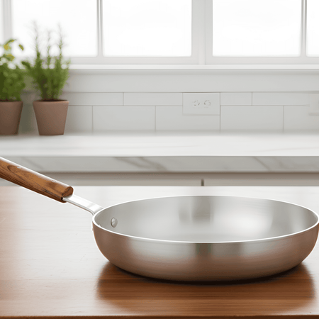 Premium Aluminium Frying Pan with Wooden Handle, Easy Clean Durable Kitchen Pan