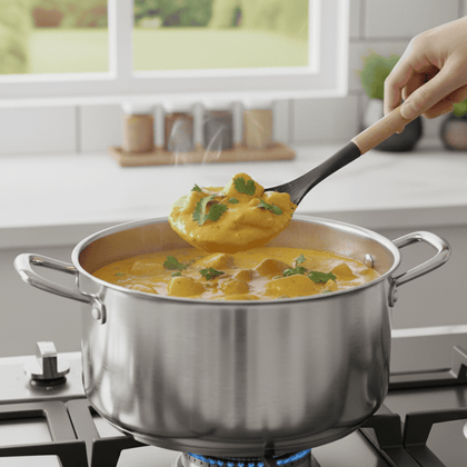 Silicone Nylon Solid Spoon with Wooden Handle – Heat Resistant Kitchen Utensil