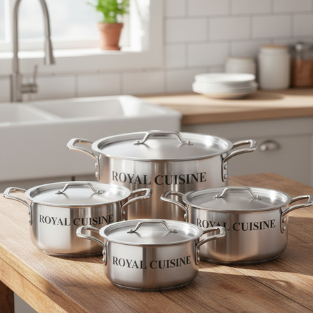 8PCS Aluminium Fish Pot Set 24cm–30cm, Non-Stick Cooking Pots with Lids, Durable