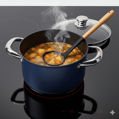 Silicone Nylon Ladle with Wooden Handle – Heat Resistant, Non-Stick Safe Ladle