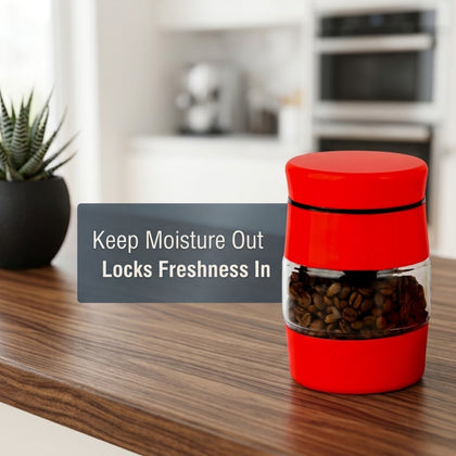 Royal Cuisine Tea Coffee Sugar Canisters – 3 Piece Glass Storage Jars, Red