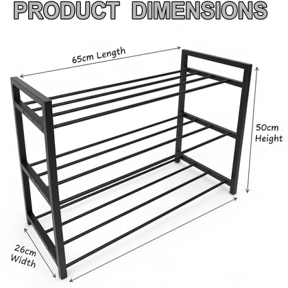 Royal Cuisine 3 Tier Shoe Rack – Metal Shoe Storage Organiser