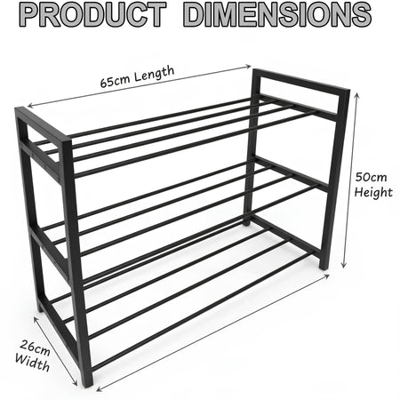 Royal Cuisine 3 Tier Shoe Rack – Metal Shoe Storage Organiser