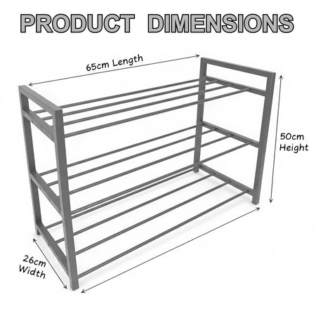 Royal Cuisine 3 Tier Shoe Rack – Metal Shoe Storage Organiser